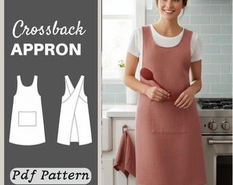 Cross Back Apron Sewing Pattern • Round Neck, Japanese Style (Digital Download)