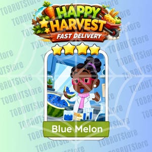 Blue Melon - Monopoly_Go-klistermärke 4 stjärnor - Happy Harvest-album (snabb leverans)