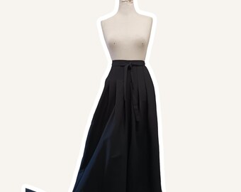 Pantalon large type Hakama noir – Jupe pantalon taille haute – Pantalon japonais moderne – Vêtement unisexe – Mode oversize
