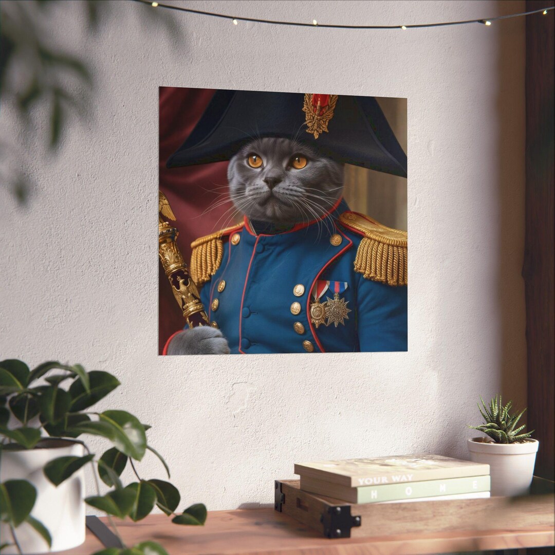 Napolean Tat Napoleon Cat Portrait Matte Poster | Historical Pet Art, Vertical Print ...