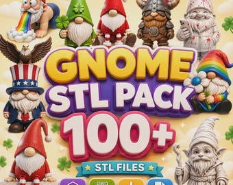 100+ Gnome STL Pack Mega Bundle | 3D Printing Garden Gnomes Commercial Use, Funny Holiday Fantasy Lawn Statues Digital Download