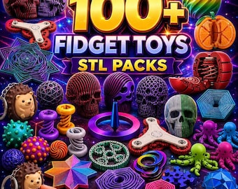 100+ Fidget Toys STL Pack Mega Bundle | 3D Printing Sensory Stress Relief Commercial Use, Articulated Spinners Gears Digital Download