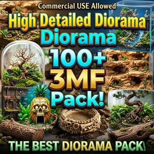 Paquete de dioramas STL, paquete de dioramas 3MF, terreno en miniatura STL, decoración de acuario STL, paisaje de terrario STL, paquete de modelos de dioramas para impresión 3D STL