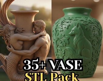 3D Print Vase STL Pack | 35+ Fantasy, Gothic, & Skull Designs (Digital Download)
