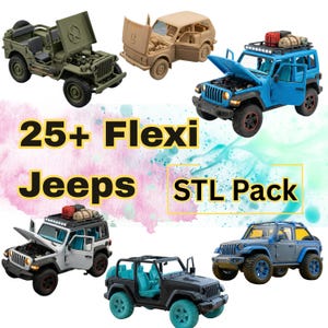 25+ Flexi Jeep STL Pack / Giocattolo articolato Fidget, modelli fuoristrada (uso commerciale)