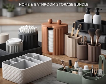 50+ Ribbed Organizer STL Pack | Förvaringspaket för badrum, skrivbord och kommod (kommersiellt bruk)