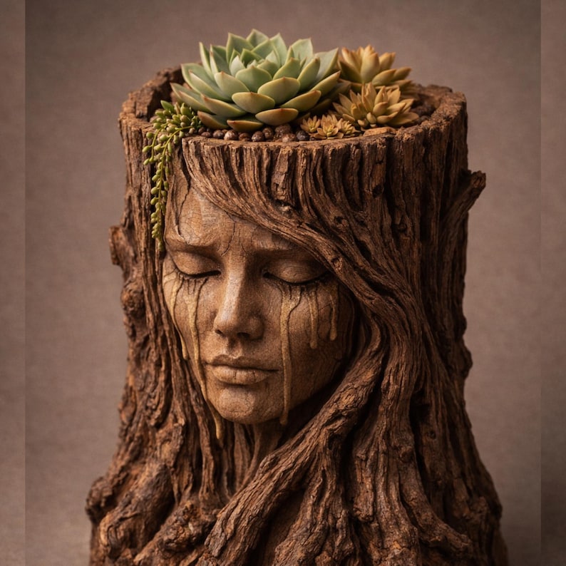 Skulptural vas STL-paket | Ansikts- och djurplanter, 3D-utskriftsfiler bild 2