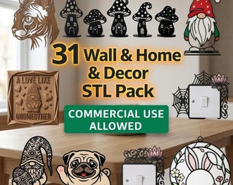 31+ Layered Wall Art STL Pack | Cat, Fox, Gnome, Mushroom Decor (Commercial Use)