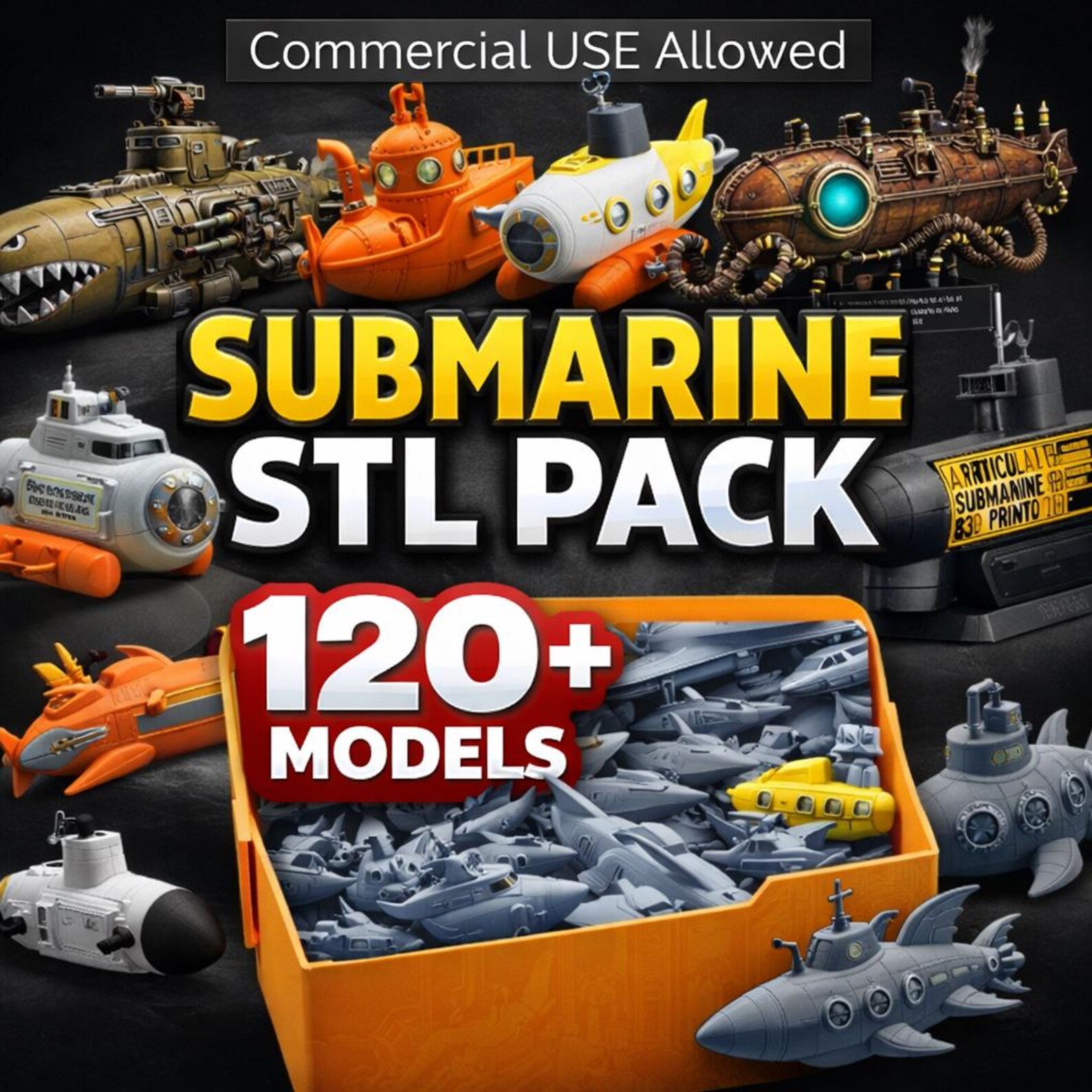 Submarine STL Bundle, 120+ Vehicle STL Files, 3D Print Submarine Models ...