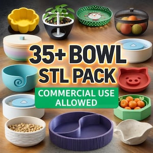 35種類以上のボウルSTLパック｜スナックボウル、フルーツボウル、ペット用ボウルセット（商用利用可）