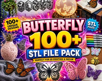 Butterfly STL Bundle | 100+ Butterfly 3D Print Files | Butterfly Wall Art STL Pack | Decorative Butterfly STL Collection