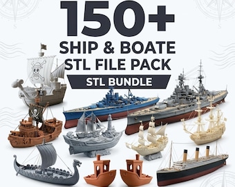 150+ Boat n Ship STL Files Bundle, 3D Print Ships Collection, Warship Naval Models STL, Fishing Boat STL, Pirate Ship STl Pack, Commercial