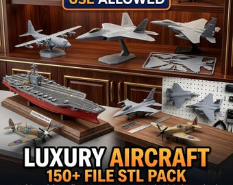 150+ Airplane STL Files Bundle, Aircraft 3D Models Pack, Jet Fighter STL, Helicopter STL, Plane Models for 3D Printing, Aviation STl Bundle
