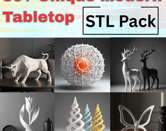 Lot d'art moderne imprimable 3D STL | Sculptures géométriques et animalières (téléchargement numérique)