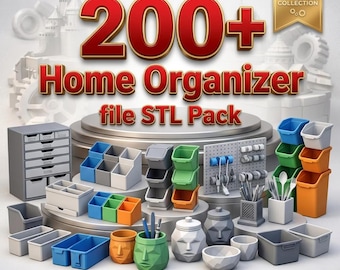 200+ Home Organizer STL File Pack for 3D Printing | Mega Storage Bundle , Grid Systems Modular Trays Tool Mounts Pegboard Drawers