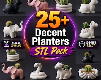 25+ Animal Planter STL Pack for 3D Printing | Succulent Pot Bundle 3D Model | Cute Wildlife Vase STL Collection | Instant Digital Download