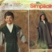 Wizard Cape With Hood Ninja Tabard Shirt Halloween Girl's Or Boy's Size 3 4 5 6 7 8 Children's Costume Sewing Pattern Simplicity D0797