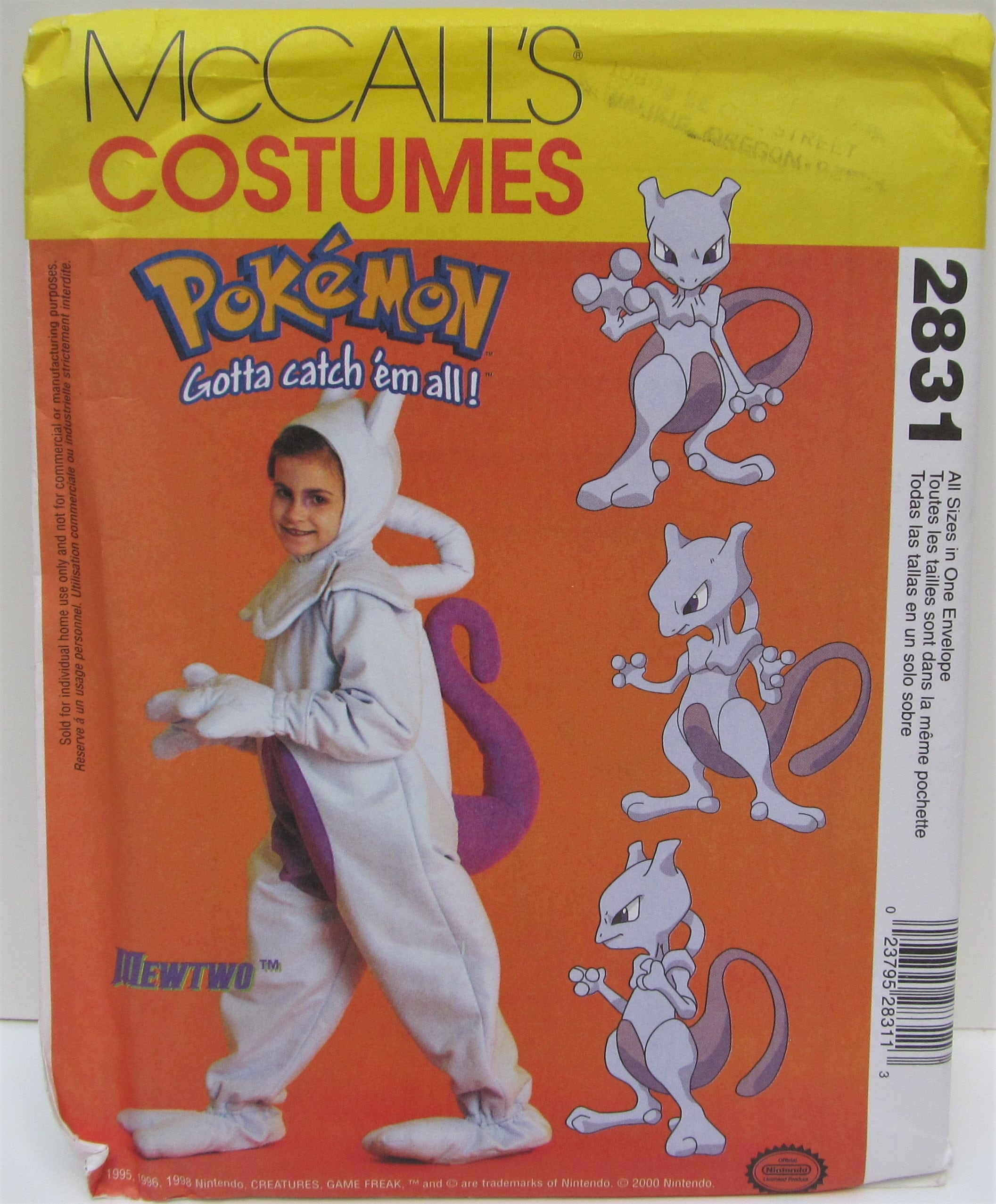 Pokemon Mewtwo Mew Two Costume Child Sizes 4to8 