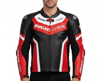 Blouson de moto en cuir Ducati Corse pour la course de moto et la piste