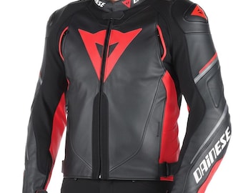 Chaqueta de cuero Dainese Super Speed D1 en negro y rojo