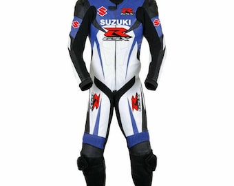 Suzuki GSX Cowhide Leather Motorcycle Racing Suit – One Piece Protective Riding Suit