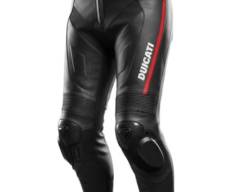 Ducati Motorbike Leather Riding Pants with Ergonomic Design for Motorcycle Performance