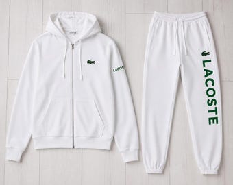 Mens White Fleece Tracksuit Hoodie Joggers Sweatsuit Unisex Luxury Sport Matching Gift Set