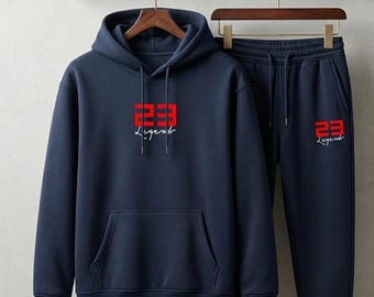 Mens Tracksuit Hoodie Joggers Sweatsuit Set 23 Legend Midnight Navy Streetwear Athleisure Gift