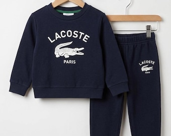 Mens Lacoste Inspired Logo Fleece Hoodie Sweatpants Tracksuit Set Jogging Streetwear Outfit