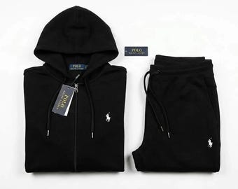 Black Fleece Tracksuit Set: Hoodie and Joggers – Polo Style Streetwear