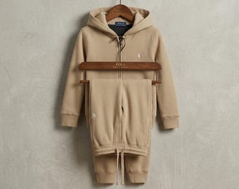 Beige Neutral Tracksuit Set Mens Womens Quiet Luxury Hoodie and Joggers Minimalist Streetwear Loungewear