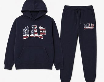 Mens GAP Logo Fleece Hoodie Sweatpants Tracksuit Set Jogging Streetwear Outfit