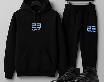 Black Sweatsuit Hoodie Sweatpants 23 Legend Tracksuit To Match Jordan 11 Gamma