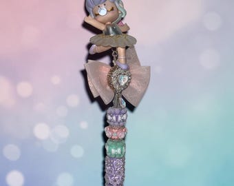 Fancy Luxury Hand Crafted One of a Kind Ballerina Dance Nanci Doll Topper Pen