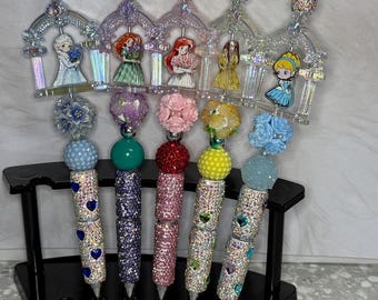 Beautiful Disney Princesses in Castle Frames Fancy Rhinestone Pens