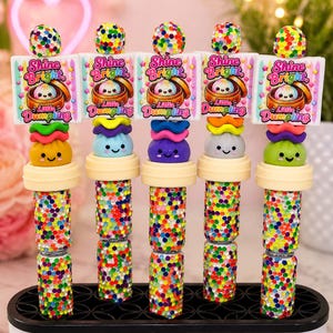 Limited! “Shine Bright Little Dumpling” Rainbow Rhinestone Fancy Beaded Pens with Dumplings and Steamer Pot