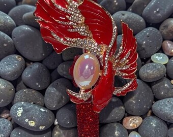 FANTASY COLLECTION: Rhinestone Gold Pearl and Red Fancy Japanese Style Koi Fish Beaded Rhinestone Luxury Pen Gift