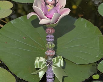 Fancy Luxury Hand Crafted One of a Kind Lotus Flower Nanci Doll Topper Pen
