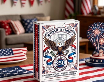 Baraja de cartas American Eagle Liberty dibujada a mano / Baraja conmemorativa del 250 aniversario de EE. UU.
