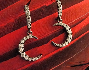 Sale! 30% Off! Moon Jewelry, Moon Earrings, Crescent Moon Earrings, Goth Jewelry, Moon, Crescent Moon, Drop Earrings, Black Moon Earrings
