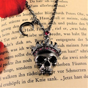 Sale 75% Off! Skull Necklace, Gothic Necklace, Skull with Crown, Vampire Jewelry, Skull Pendant,Vampire Necklace, Skull Jewelry,Vampire Gear