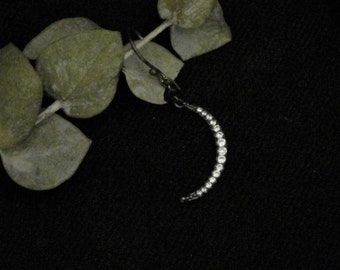 Single Moon Earring, Black Moon Drop Earring, Gothic Jewelry, Crescent Moon Earrings, Crescent Crystal, Moon Jewelry,  Gothic Jewelry, Moon