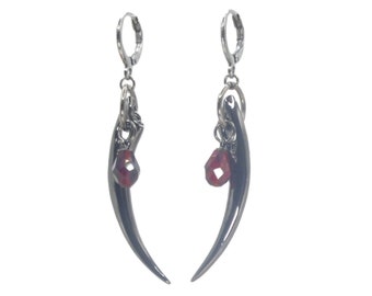 Gothic Jewelry, Fang Earrings, Hoop Earrings, Fangs, Blood Drops, Goth Jewelry, Goth Earrings, Gothic, Halloween Jewelry, Goth Fashion