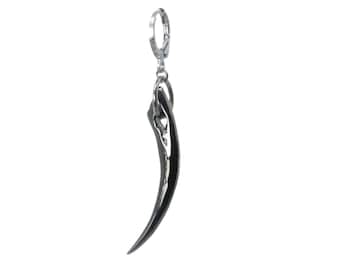 Gothic Jewelry, Single Fang Earring, Fang Drop Earring, Hoop Earring, Fangs, Black Fang, Goth Jewelry, Goth Earrings, Gothic, Dark Fashion