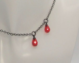 Vampire Bite Goth Necklace, Goth jewelry, Black Vampire Necklace, Gothic Necklace, Goth, Drop of Blood Necklace, Vampire Jewelry
