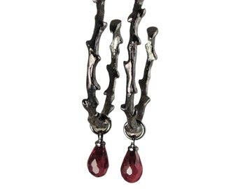 Gothic Jewelry, Earrings, Hoop Earrings,  Blood, Gothic Earrings, Thorn Earrings, Branch Earrings, Twilight Jewelry, Darks Souls, Hoops,