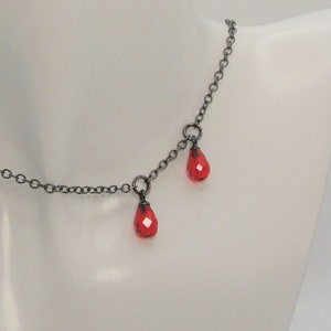 Goth Necklace, Goth jewelry, Black Vampire Necklace, Gothic Necklace, Goth, Necklace Goth, Drop of Blood Necklace, Vampire Jewelry