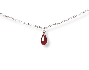 Goth Necklace, Goth jewelry, Silver Vampire Necklace, Gothic Necklace, Goth, Necklace Goth, Drop of Blood Necklace, Vampire Jewelry