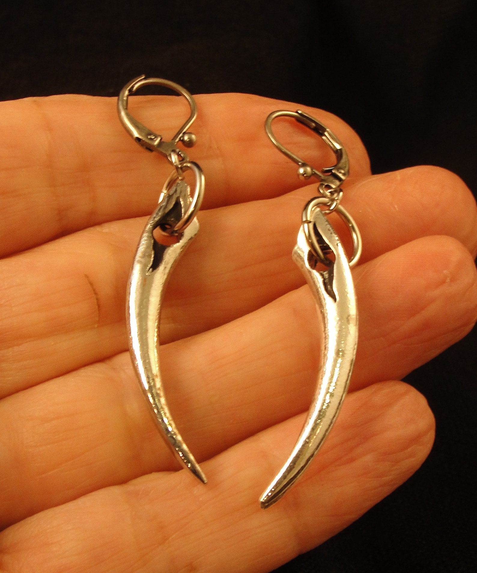 Fang Earrings Gothic Jewelry Silver Fang Earrings Fangs Etsy