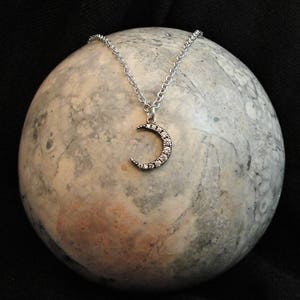 Silver Moon Necklace, Dainty Moon Pendant, Moon Necklace, Moon Jewelry, Moon Pendant, Gothic, Goth Jewelry, Moon, Halloween Jewelry